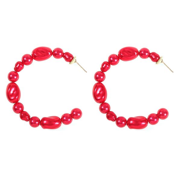 Orecchini a cerchio alla moda per donna designer di lusso vintage perle cerchi C perline rosso orecchino huggie gioielli fidanzamento matrimonio regalo d'amore