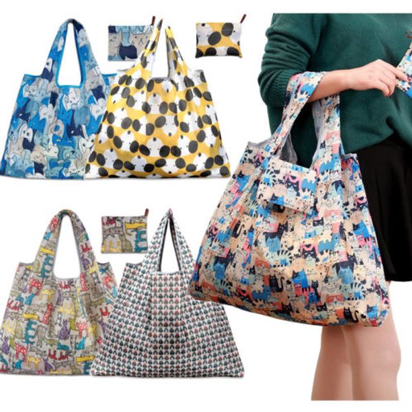 

1pcs floral foldable eco friendly shopping storage bags pouch ladies hangale reusable bag travel organizer tote handbag new