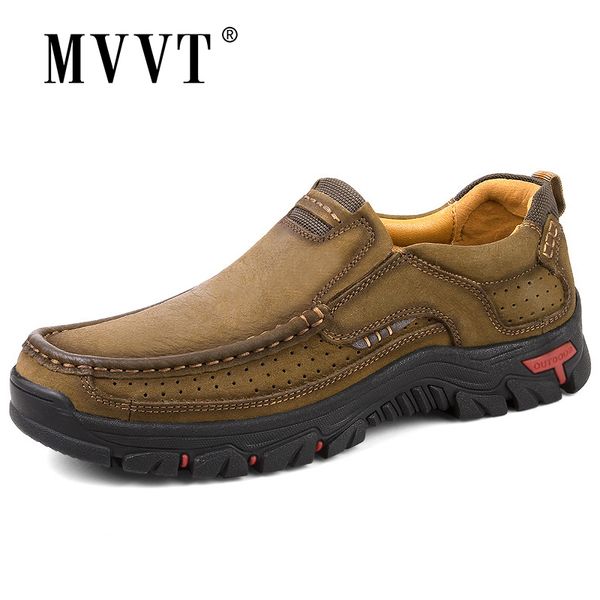 

mvvt 100% genuine leather shoes men cow leather casual shoes male outdoor men flats 2 style lace-up man footwear cj191217, Black