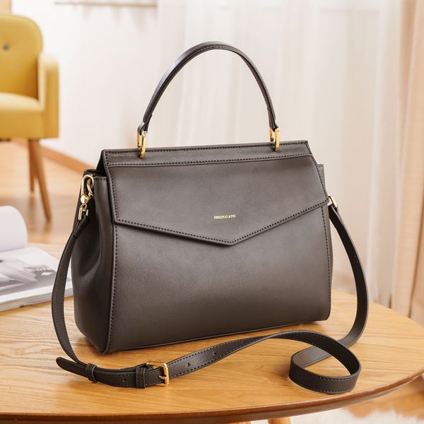

woonam women office fashion hide genuine calf leather handle flap shoulder bag wb1145