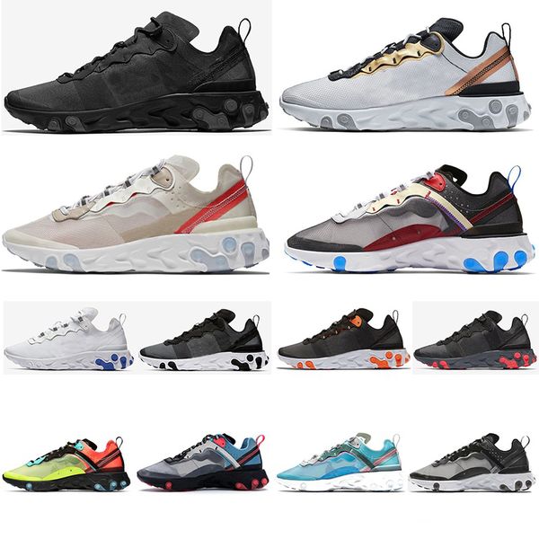

2020 react element 55 87 undercover runners sneakers triple black noir sail light bone royal tint mens womens running shoes trainers 36-45