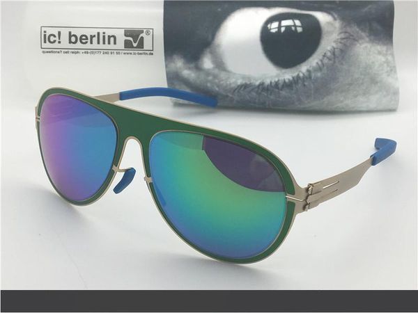 

germany designer men brand sunglasses ic ultra-light without screw memory alloy removable stainless steel metal frame coated reflective lens, White;black