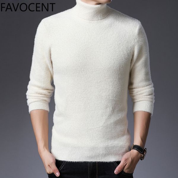 

winter turtleneck men sweaters thick wool knitted male pullovers white fashion casual men knitwear imitation mink sweater black, White;black