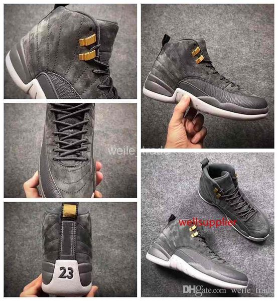 

men basketball 12 xii new shoes grey gray 12s boots mens sneakers athletic trainers basket ball outdoor sports shoes size 41-47
