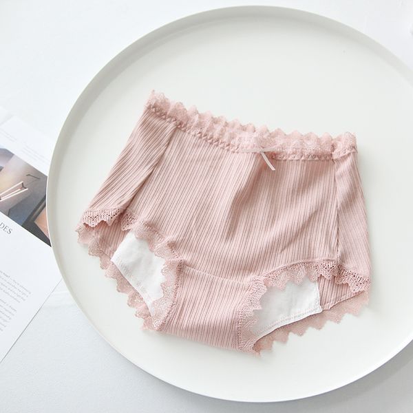 

simple stretch cotton physiological pants cotton gear safety pants women's underwear medium and high waist traceless, Black;pink