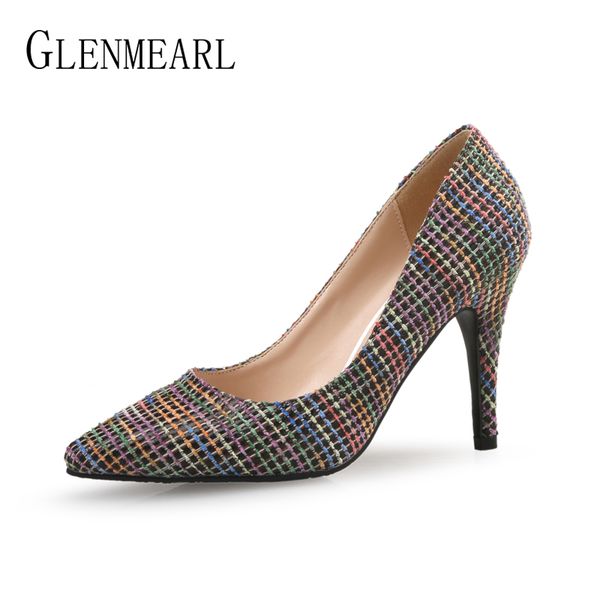 

women high heels female casual shoes woman pumps fashion slip on pointed toe cane upper party shoes plus size new arrival d, Black