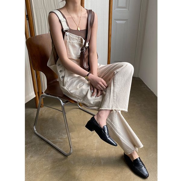 

summer new jeans back belt pants women's korean age reducing all-in-one pant trend retro high waist straight tube pants, Blue