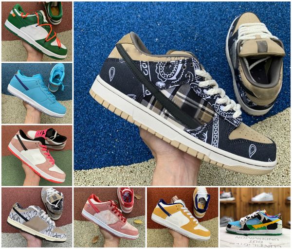 

2020 travis scotts x sb dunk low qs mens running sports shoes chunky dunky safari sneakers strangelove pine green white skateboarding shoes, Black