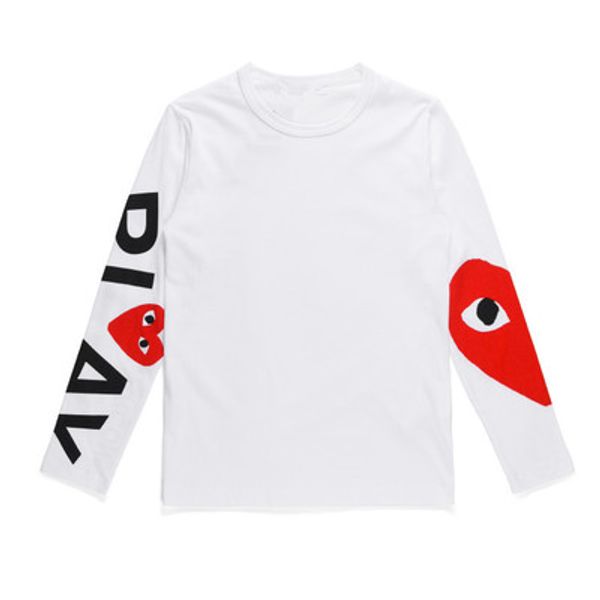 

harajuku men women black red heart des play garcons cdg embroidery heart long sleeve stripe t-shirts embroidery red heart tee hoodies, Black;blue