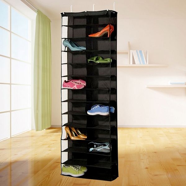 

hanging shoe shelves closet organizer 26 pockets over the door shoe organizer, crystal clear rack door shelf hanger holder