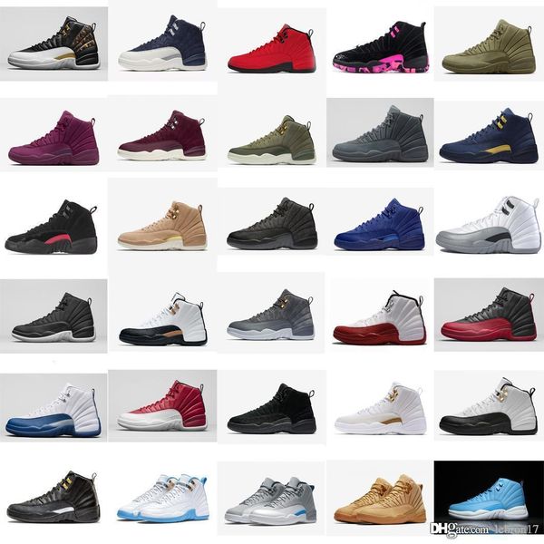 

mens retro 12s basketball shoes for sale j12 wool white ovo cp3 unc red grey aj jumpman xii air flights sneakers boots with box