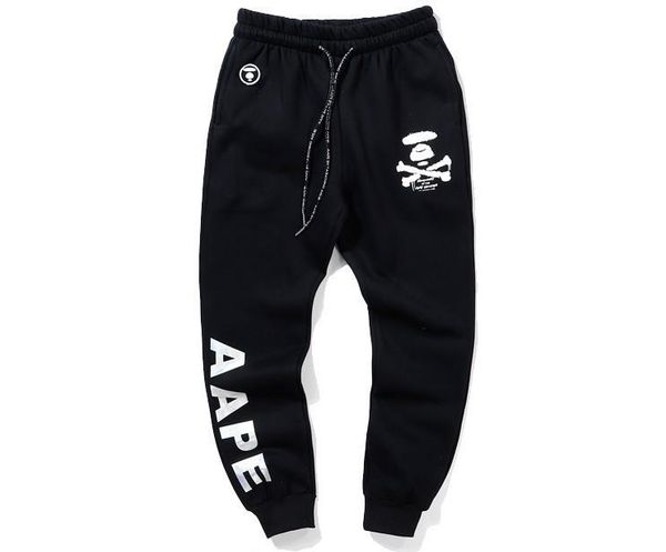 

mens training pants plus velvet stretch waist loose cotton trousers leisure individuality classic sweatpants for men, Black