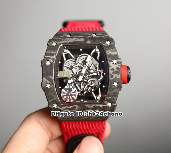 

8 style watches rm35-01 rafael nadal ntpt full carbon autoamtic mens watch skeleton dila red fabric strap gents wristwatches, Slivery;brown