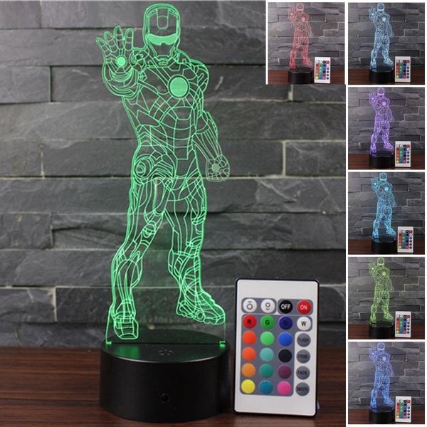 

Умный Дом Железный Человек 3d Night Light LED Пульт Дистанционного Управления Сенсорный