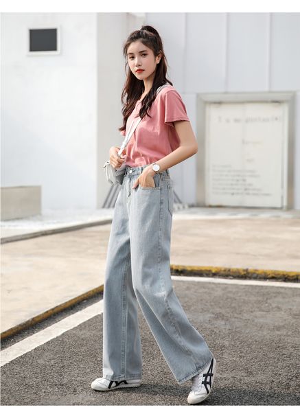 

lavender female straight jeans loose, Blue