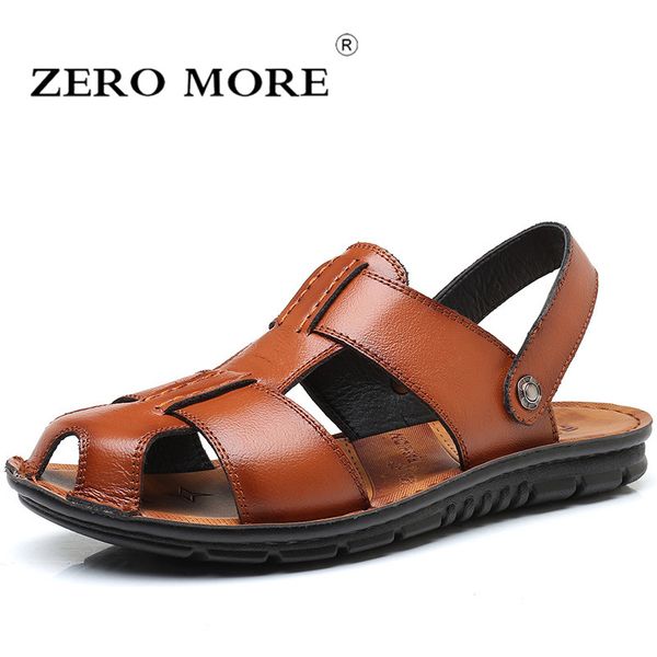 

zero more mens shoes large sizes split leather designer sandals summer slipper men shoes beach rome gladiator slip sandals men, Black