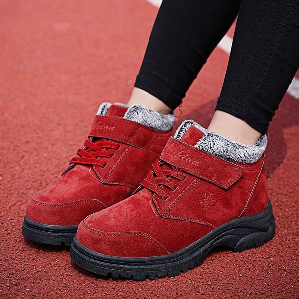 

youyedian women's couple winter warm snow boots wild plus velvet non-slip cotton ladies boots flat long zapatos de mujer#g35, Black