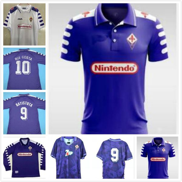 

1998 1999 retro fiorentina soccer jerseys 98 99 classic camicia vintage florence away white home purple batistuta rui costa football shirts, Black;yellow