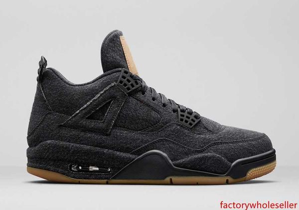 

factory version 4 denim black basketball shoes men trainers new color designer sneakers material with box from michael sports
