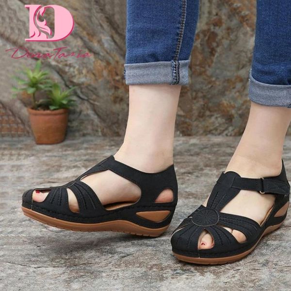 

doratasia new arrivals large size 43 dropship summer gladiator sandals women shoes woman hook & loop leisure sandals woman, Black