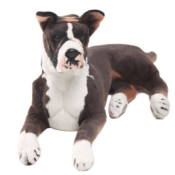 Dorimytrader Pop Gerçekçi Hayvan Boksör Köpek Peluş Oyuncak Büyük Dolgulu Simülasyon Köpekleri Tasarımcı Doll Hediye Çocuklar 31 inç 80cm DY61895 Takım