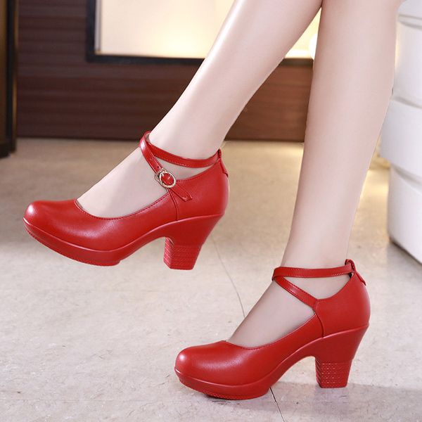

fashion pumps women shoes high heels for ladies shoes wedding bride platform pumps split leather office mary janes, Black