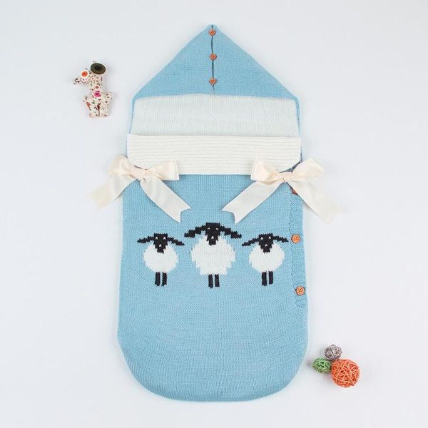 

print baby warm knitted sleeping bag newborn button swaddle wrap blanket cute sheep pattern infant pgraphy props sleepsack