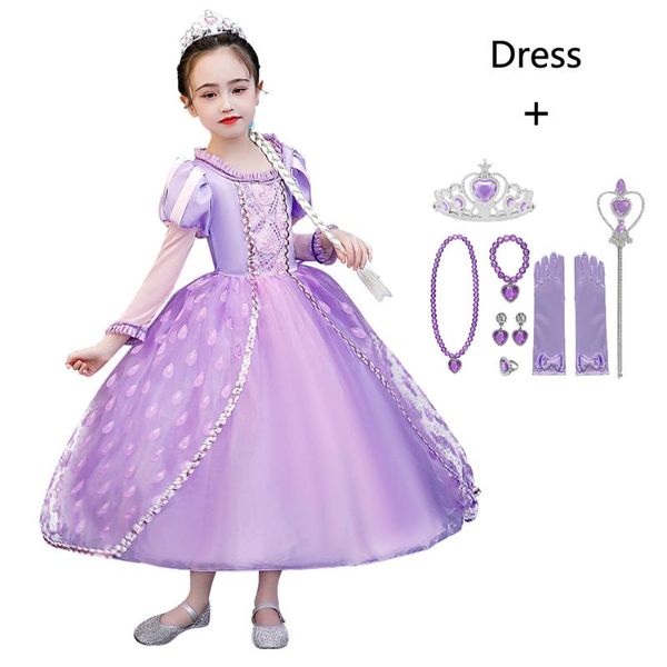 

rapunzel dress up kids summer floral costume wig children halloween birthday party fancy dress, Red;yellow