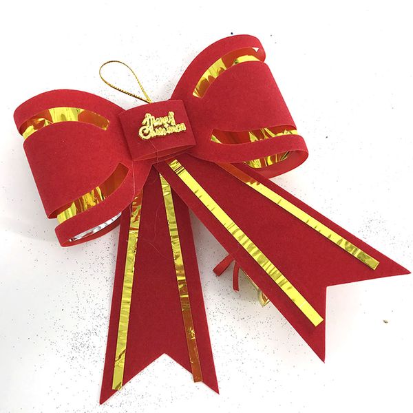 

christmas red 3d flocked bow christmas tree accessories1pcs as shown