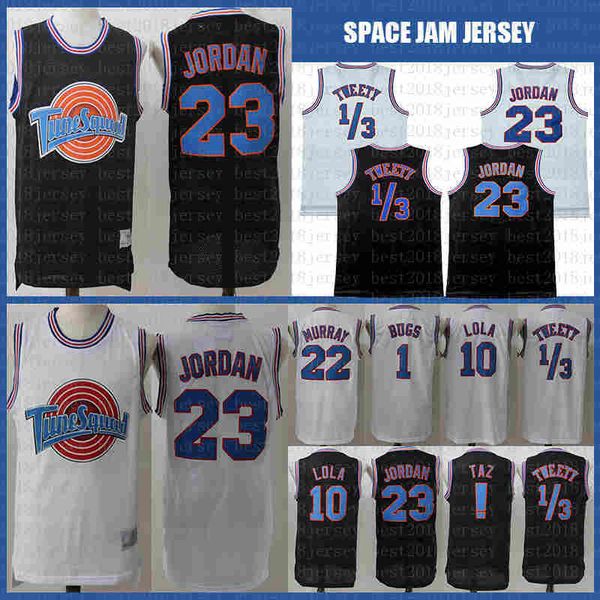 

men taz 1/3 tweety tune squad space 2 jam 1 bugs bunny movie jersey michael 23 jd 22 bill murray 10 lola 2 d.duck basketball jersey ncaa, Black