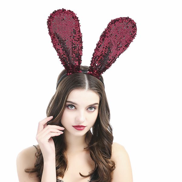 

уши бесплатная доставка милые женщины красный блестки «s hairband девушки halloween головной убор леди мода стиль партия аксессуары для воло