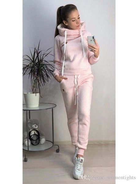 

winter thick sports women suits hoodies pants 2pcs tracksuits clothing sets, Gray
