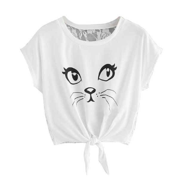 

female bodycon leisure summer fashion women blouses printed cat casual shirts streetwear korean shirts mujer *50, Black;white