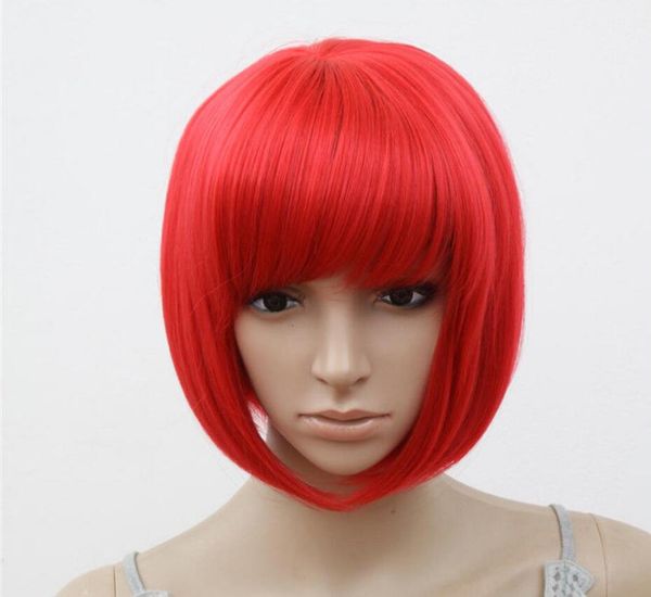 Wig Fashion Men Women Hot Red Short Straight Anime Party