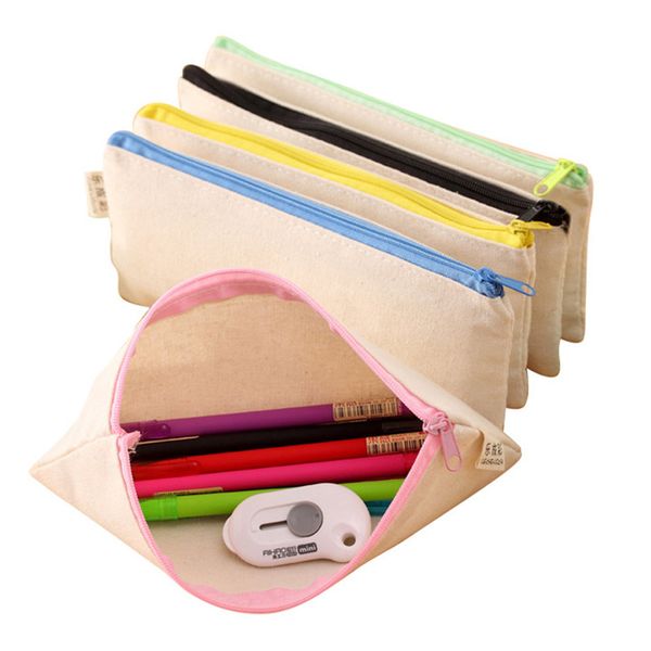

20 шт. diy пустой холст карандаш сумки простой карандаш ручка молния сумки канцелярские чехол сцепления организатор сумка для хранения дети