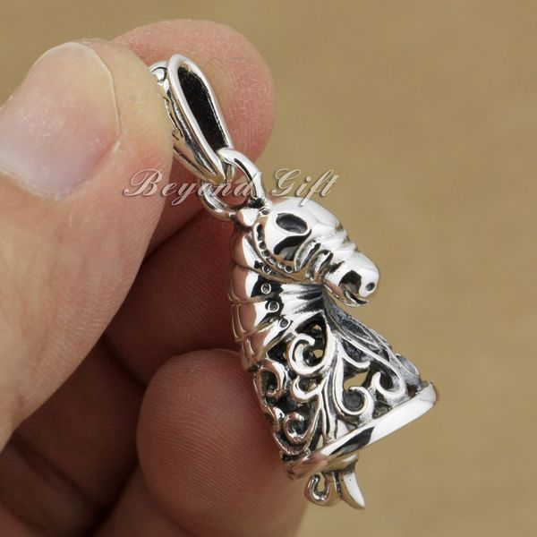 

925 sterling silver chess horse bell fashion pendant 9r004 just pendant