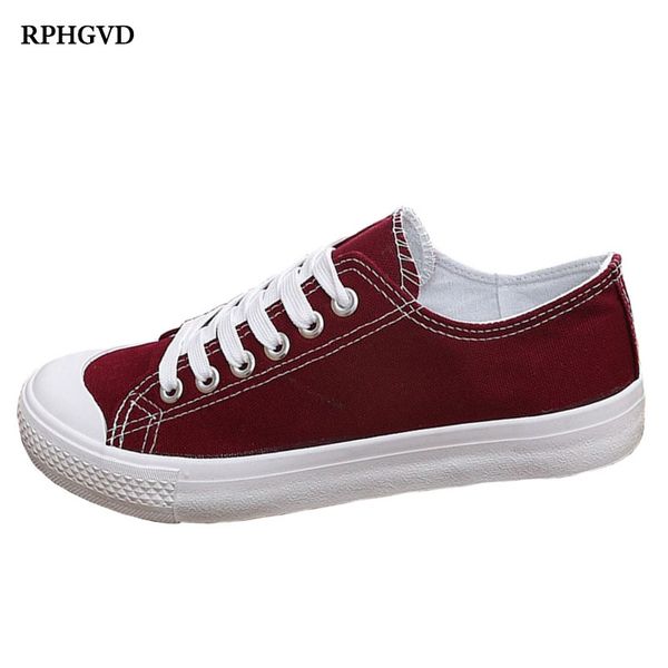 

autumn and summer flat white canvas women's classic low-wild casual student shoes tide sneakers female t200408, Black