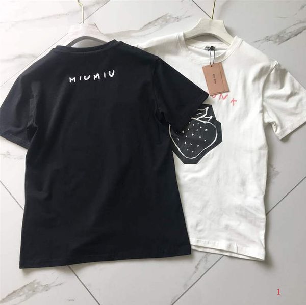 

women designer t shirts gg brand tees letters printed short sleeves strawberry pattern style luxury girl t shirts lr200405, White