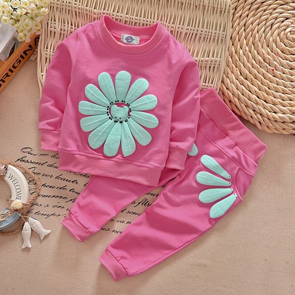 

newborn baby girl clothing set sunflower shirts blouse+pants baby clothing, White