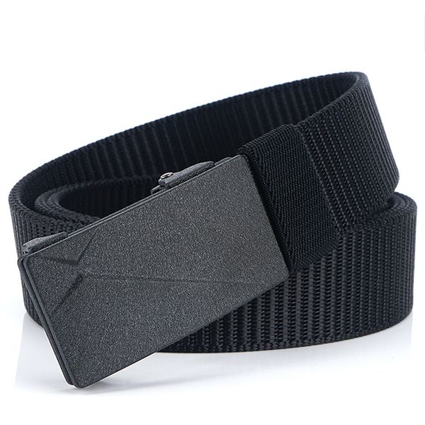 

2020 new 3.2cm tactical belt frosted black metal automatic buckle mens belt soft real nylon army mens accessories, Black;gray