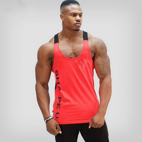 

Januarysnow Fashion Solid Gym Men Stringer Tank Top Bodybuilding Fitness Singlets Muscle Vest Tee Men Sport Tops