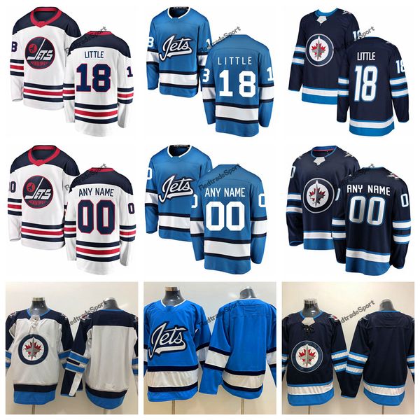 

2019 heritage white winnipeg jets bryan little hockey jerseys alternate baby blue #18 bryan little stitched jerseys customize name number, Black;red