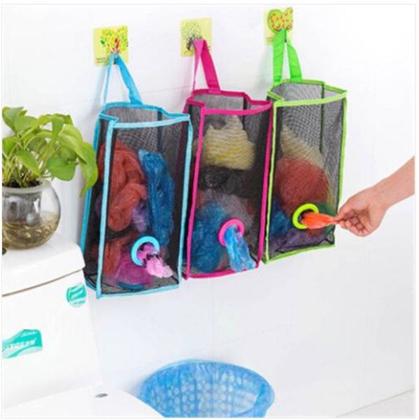 

sales wholesales kitchen hanging mesh grid garbage bags storage bag packing pouch shopping bags