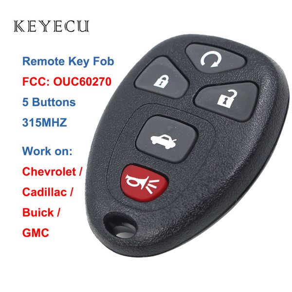 

keyecu 5 buttons ouc60270 remote control car key 315mhz for for gmc saturn