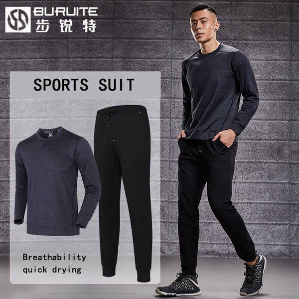 

sports suit men's winter warm running fitness leisure sportswear two sets of quick drying sportswear, White;black