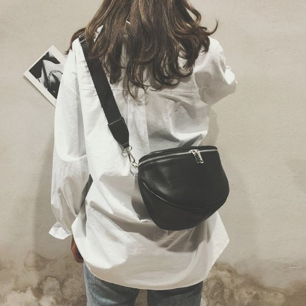 

shoulder waist bag for men women pu leather double zipper casual messenger bags eig88