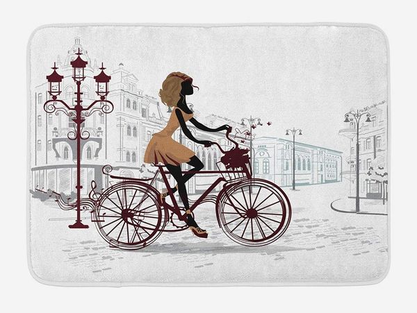 

teen room doormat young girl in paris streets with bicycle french style display home decoration door floor mat rugs carpet