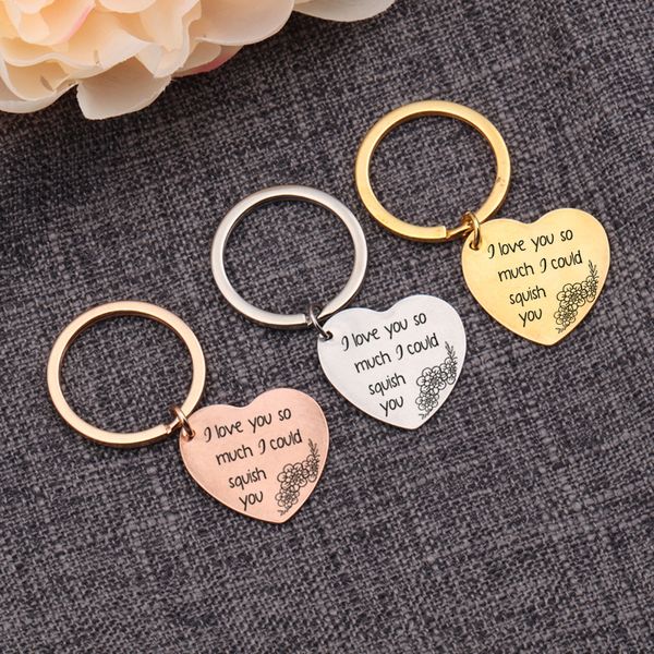 

keyring i love you so much i could squish you heart shape keychain jewelry pendant bag charm llaveros chaveiros couples gift, Silver