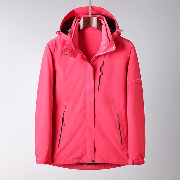 

outdoor waterproof jacket women hiking clothing softshell jacket 3 layer pu coating fabric hiking light rainproof suit, Blue;black