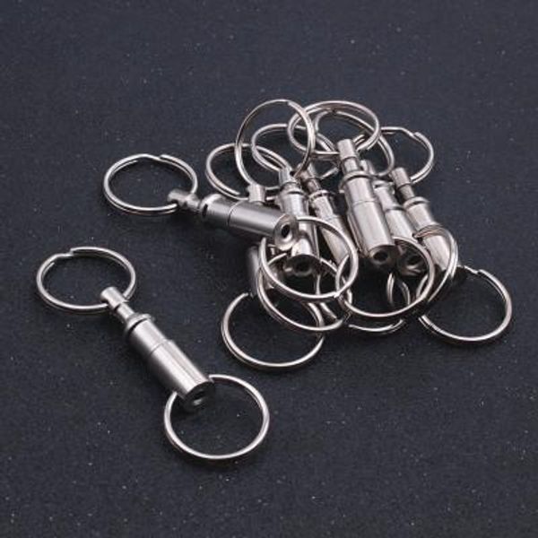

10pcs 8cm двойной съемный брелок запор держатель сталь хромированная растащить keyring быстрый релиз брелок, Slivery;golden
